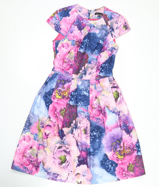 Warehouse Women’s Multicoloured Floral Fit & Flare Dress UK 8