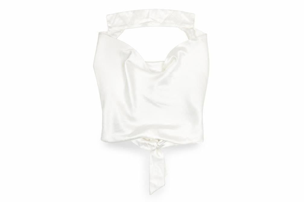 PRETTYLITTLETHING Women’s White Satin Cowl Neck Camisole Blouse UK 12