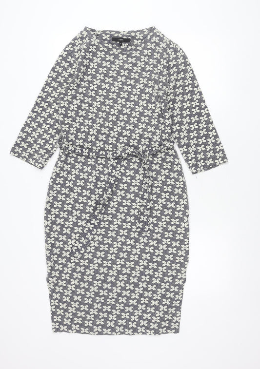 Next Women’s Blue Floral Shift Dress Size 12 Knee Length 3/4 Sleeve
