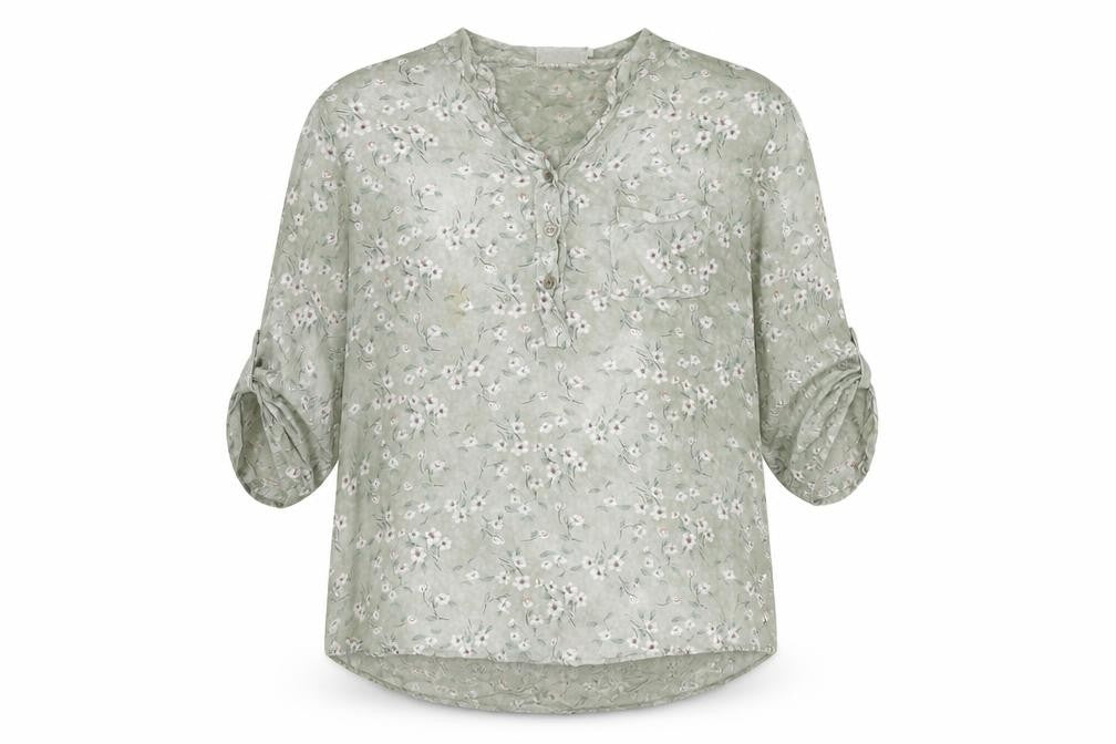 Apricot Women’s Green Floral 3/4 Sleeve Viscose Tunic Blouse Size S