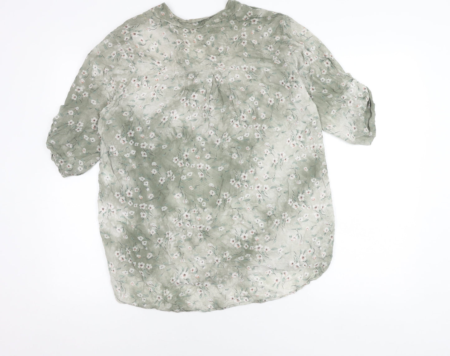 Apricot Women’s Green Floral 3/4 Sleeve Viscose Tunic Blouse Size S