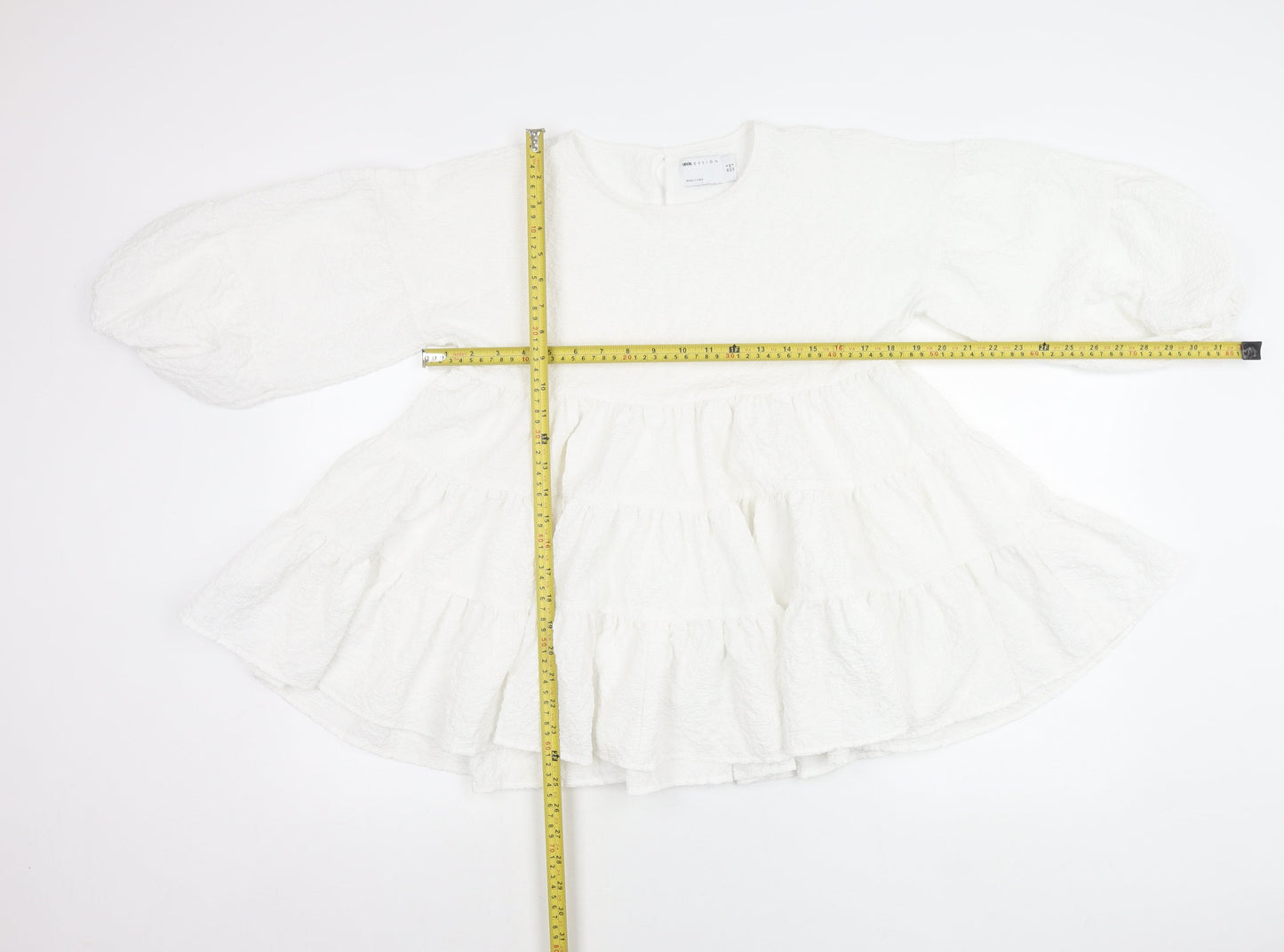 ASOS Design Women’s White Cotton Tunic Blouse UK 6 Puff Sleeve