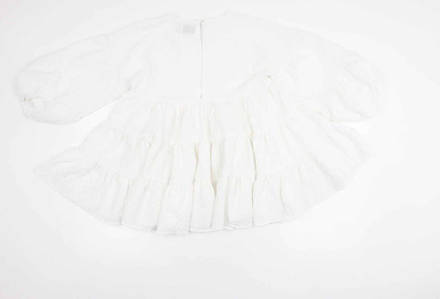 ASOS Design Women’s White Cotton Tunic Blouse UK 6 Puff Sleeve