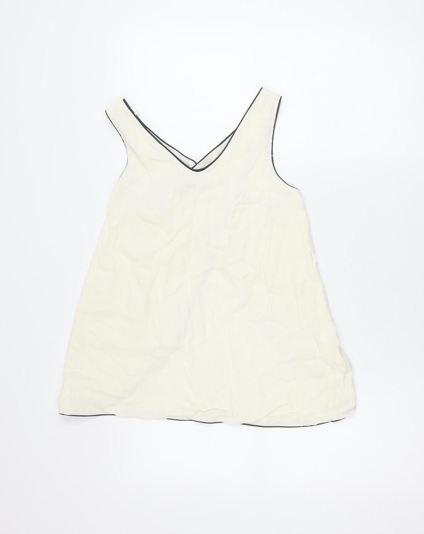 Zara Women Ivory V-Neck Sleeveless Tank Top XS Camisole