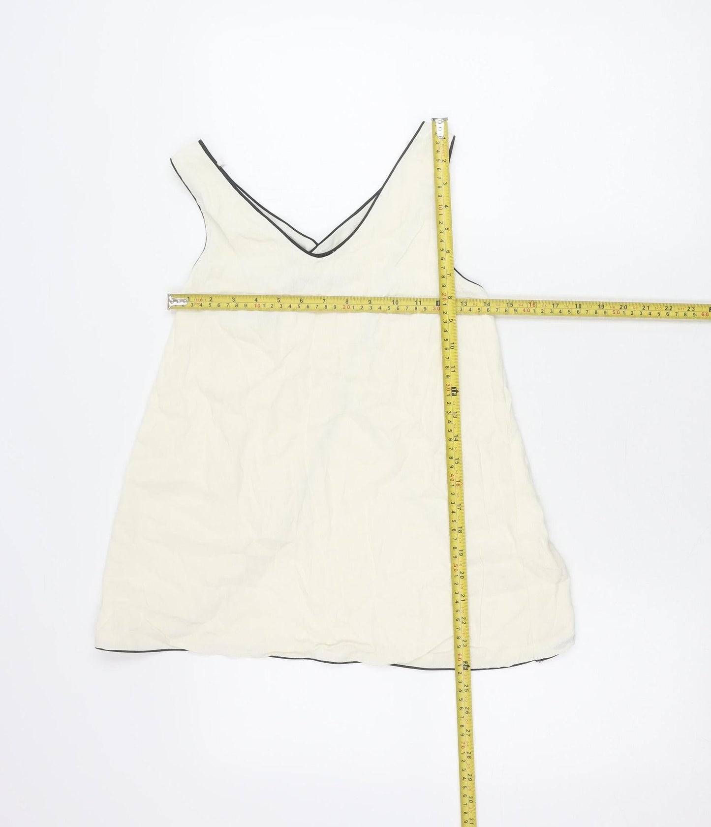 Zara Women Ivory V-Neck Sleeveless Tank Top XS Camisole