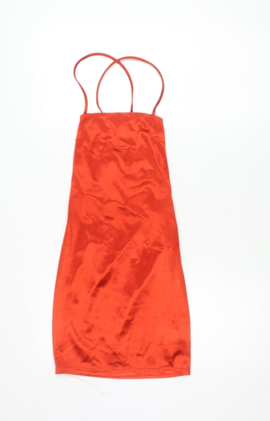 Boohoo Women’s Red Bodycon Strappy Mini Dress Size 8