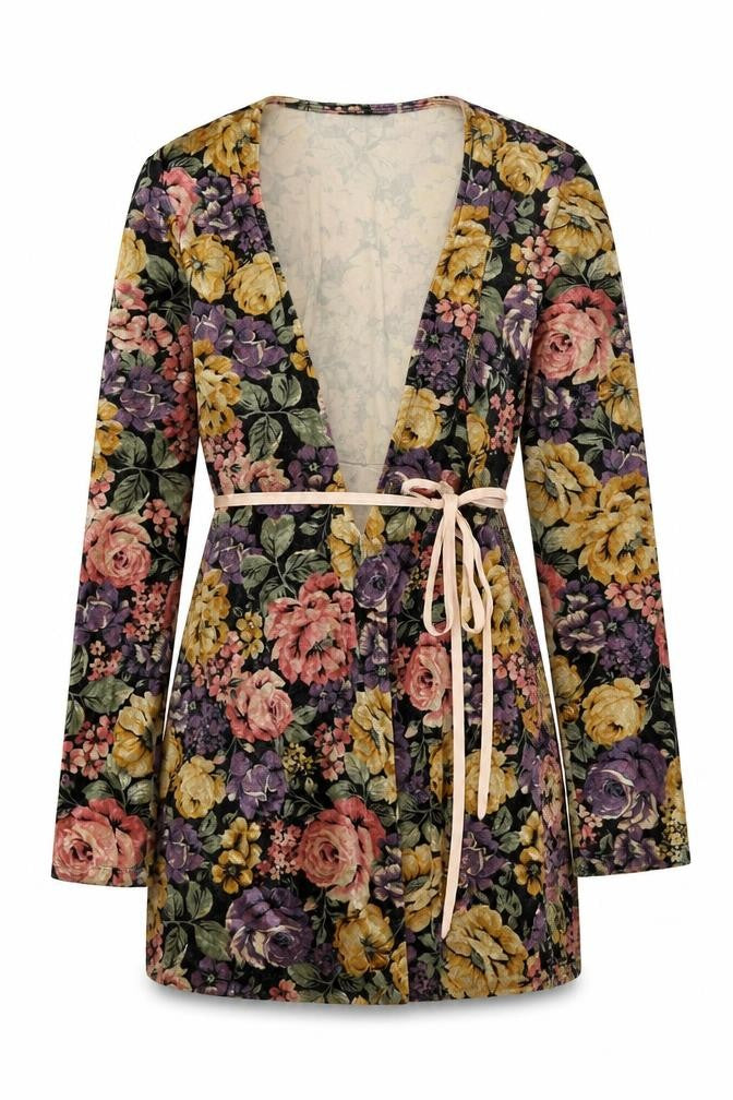 Topshop Women’s Multicoloured Floral Wrap Dress Size 8 Long Sleeve