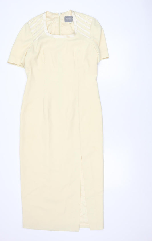 Ronald Joyce Women Ivory Sheath Dress Size 12 Wedding Occasion