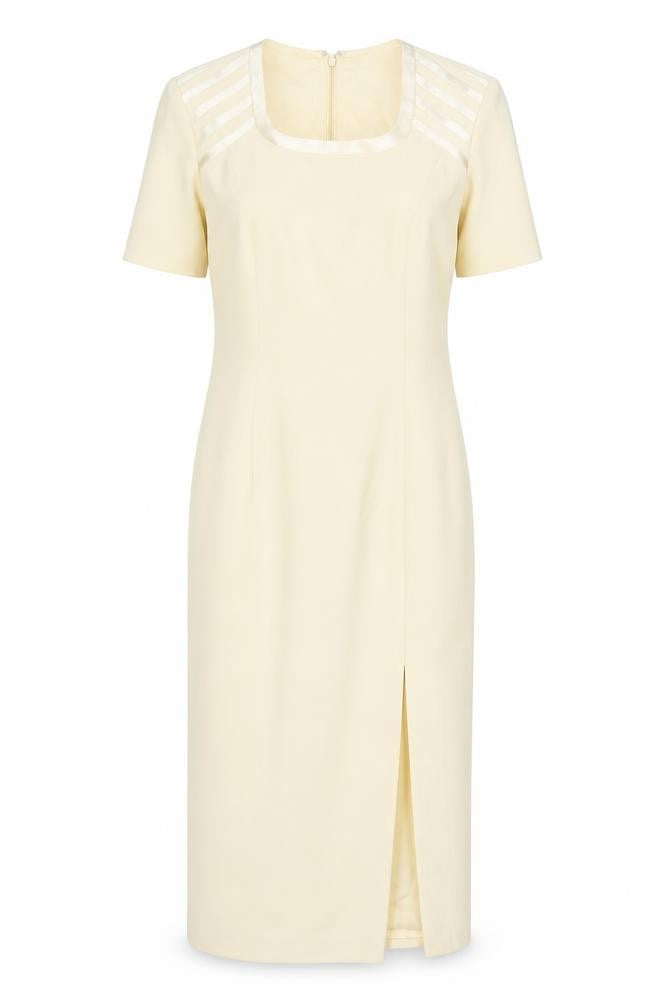 Ronald Joyce Women Ivory Sheath Dress Size 12 Wedding Occasion