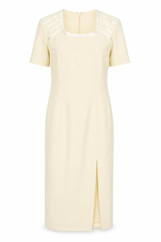 Ronald Joyce Women Ivory Sheath Dress Size 12 Wedding Occasion