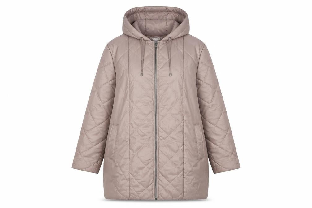 Front view of Anne de Lançay women’s brown quilted puffer coat l hooded jacket