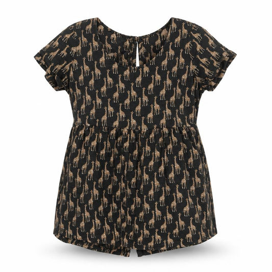 FatFace Women’s Black Animal Print Blouse UK 8 Short Sleeve
