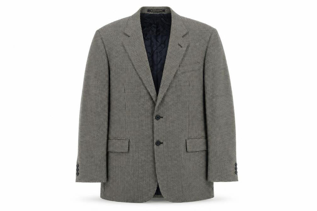 Marks & Spencer Men Beige Check Wool Blazer Jacket 42 Long