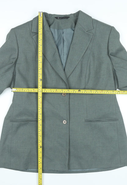 BHS Womens Grey Size 18 Notch Lapel Two-Button Blazer Jacket