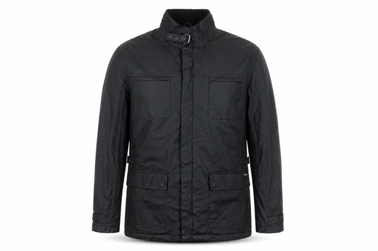 Feraud Men's Black Military Jacket L PU Mid-Length Casual Travel
