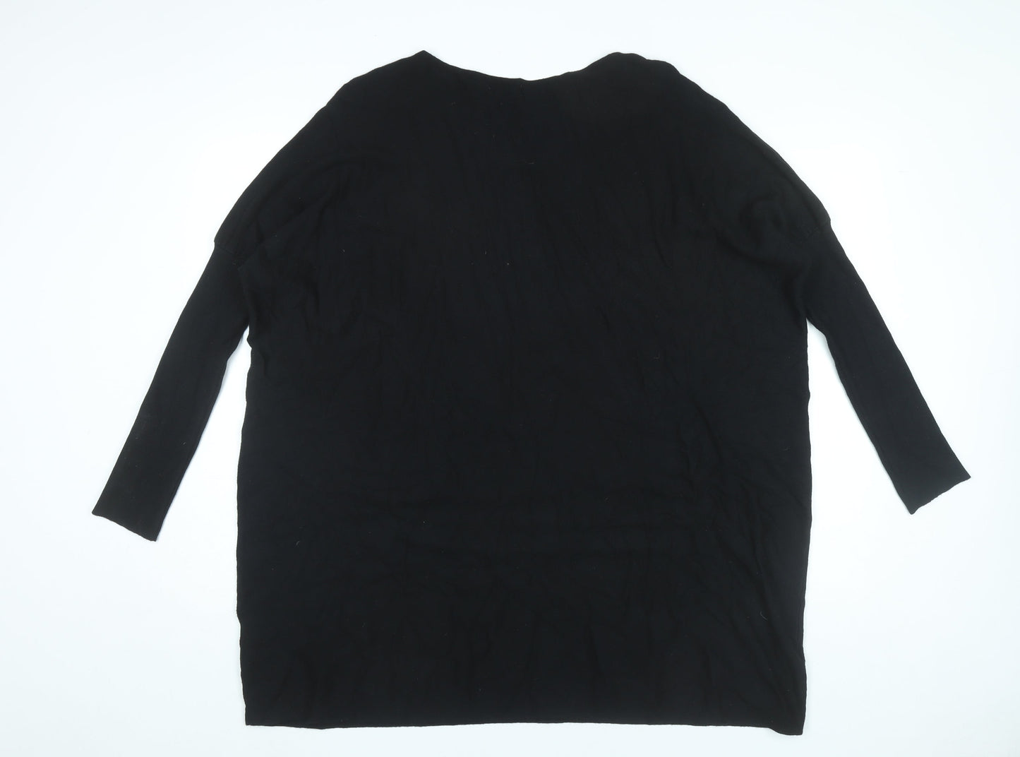 Roman Womens Black XL Star Rhinestone Relaxed Pullover Jumper
