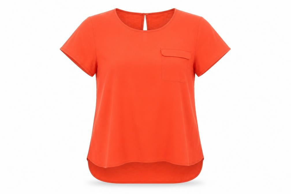 French Connection Women’s Red Tunic Blouse Size S Short Sleeve