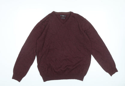 Additional front view of Dunnes Men’s Red V-Neck Cotton Knit Jumper, size M