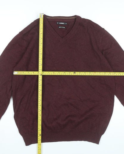 Back view of Dunnes Men’s Red V-Neck Cotton Knit Jumper, size M