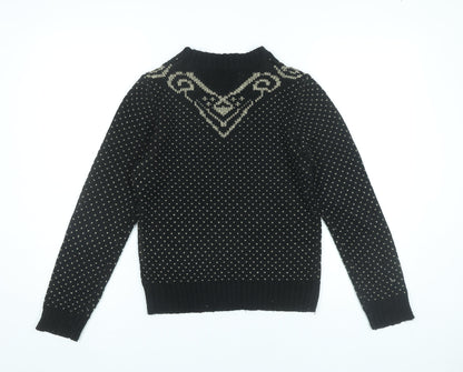 Close-up detail of Atmosphere women’s black jumper, size UK 10, crew neck knit pullover