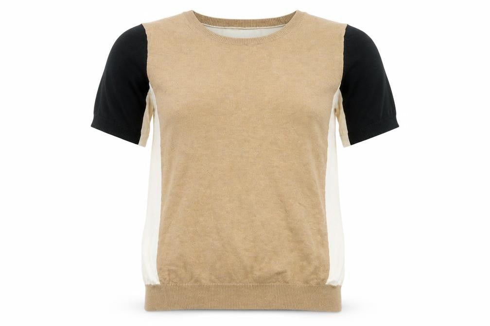 Next Women’s Beige Black Ivory Pullover Jumper Size 14 Short Sleeve