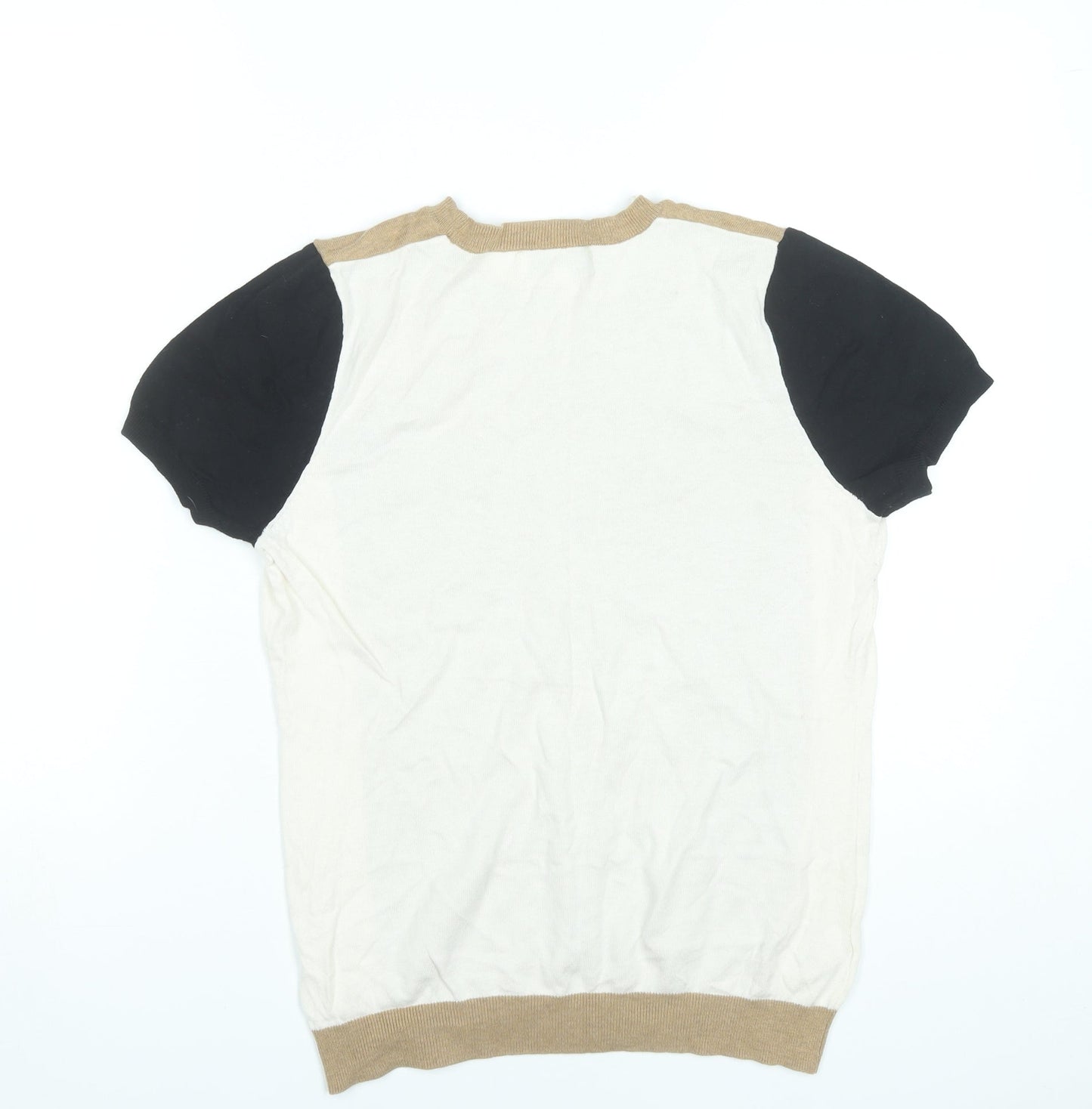 Next Women’s Beige Black Ivory Pullover Jumper Size 14 Short Sleeve