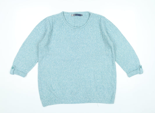 Isle Women’s Blue Cable-Knit Pullover Jumper Size 16
