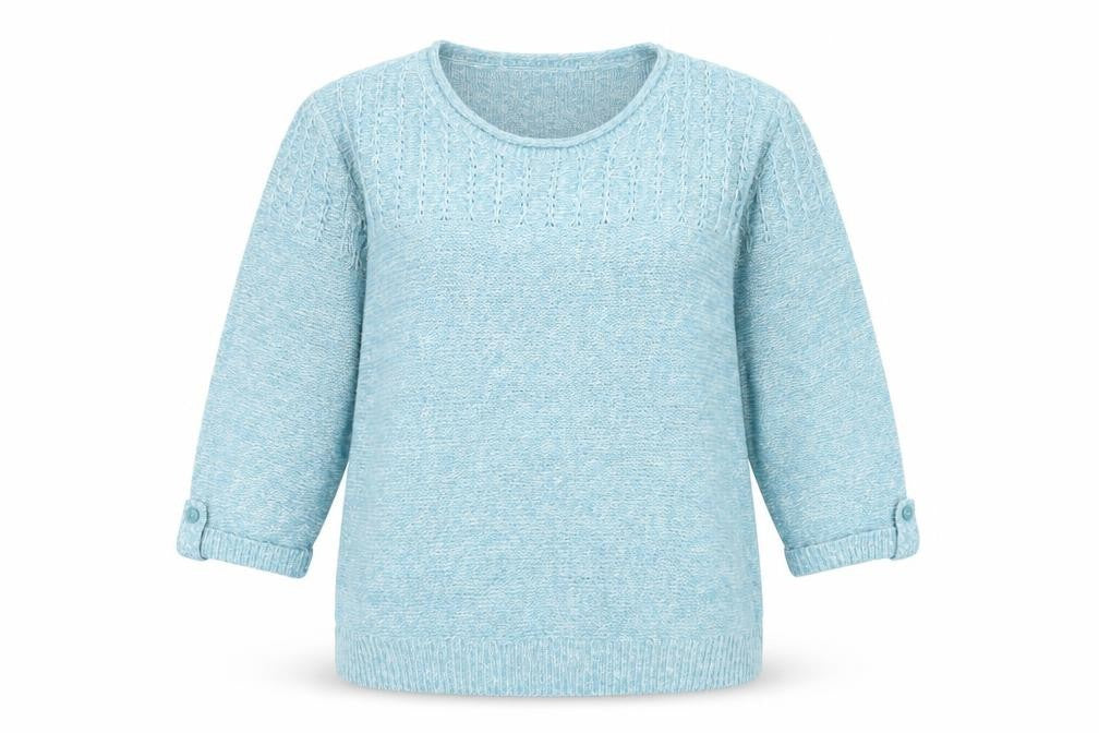 Isle Women’s Blue Cable-Knit Pullover Jumper Size 16