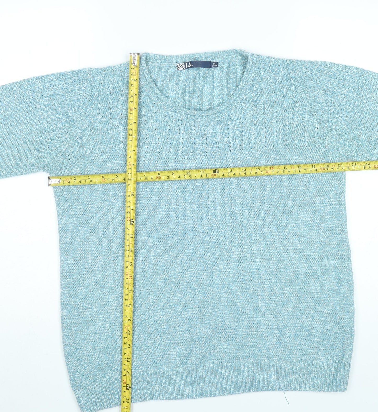 Isle Women’s Blue Cable-Knit Pullover Jumper Size 16