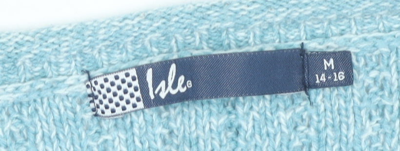 Isle Women’s Blue Cable-Knit Pullover Jumper Size 16