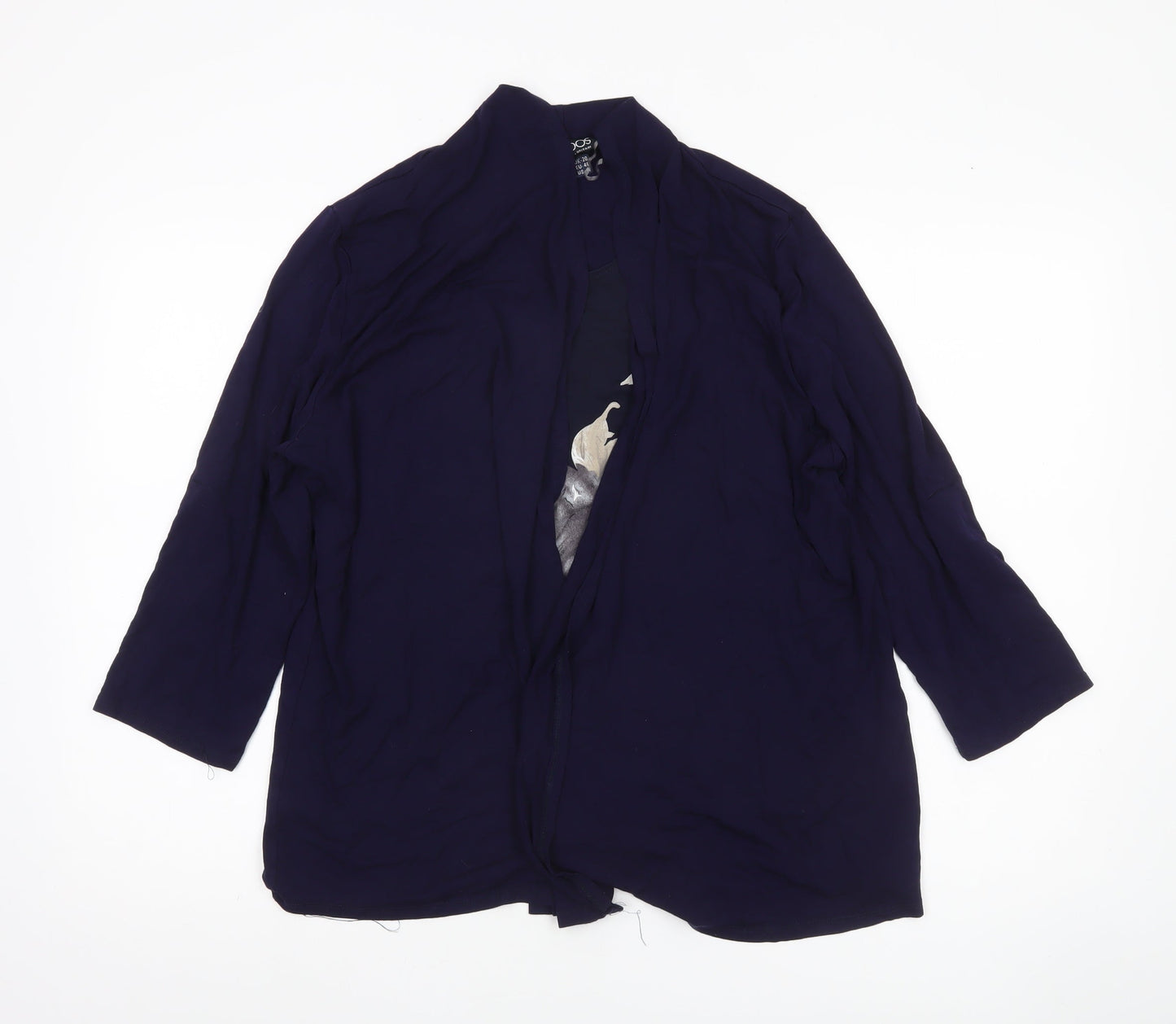 Saloos Women’s Blue Kimono Blouse UK 20 Plus Size 3/4 Sleeve
