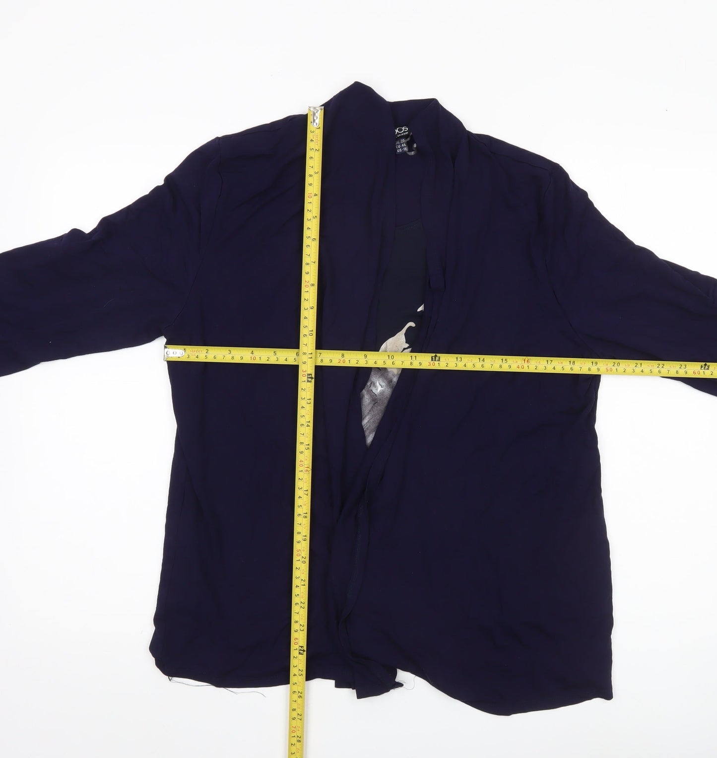 Saloos Women’s Blue Kimono Blouse UK 20 Plus Size 3/4 Sleeve