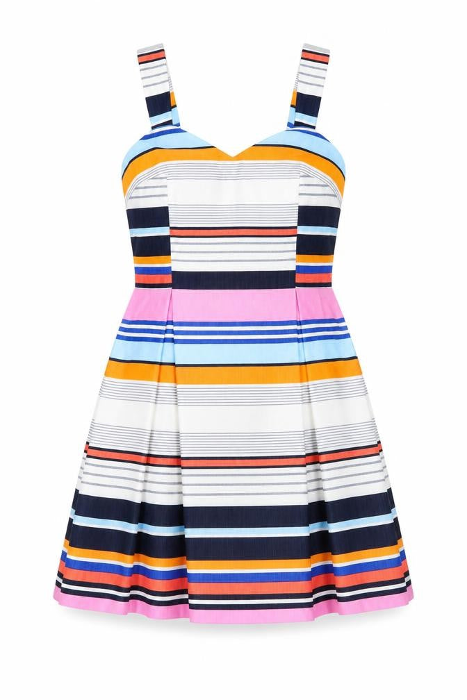 Jane Norman Women’s Multicoloured Stripe Fit & Flare Dress Size 12