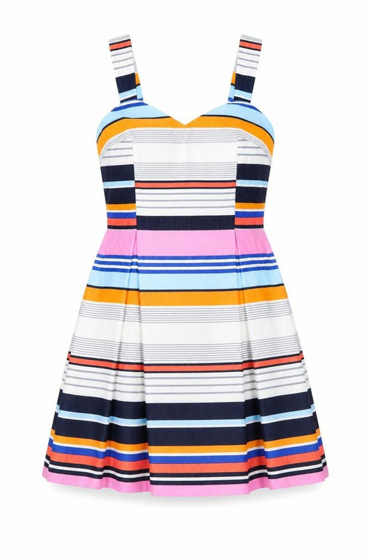 Jane Norman Women’s Multicoloured Stripe Fit & Flare Dress Size 12