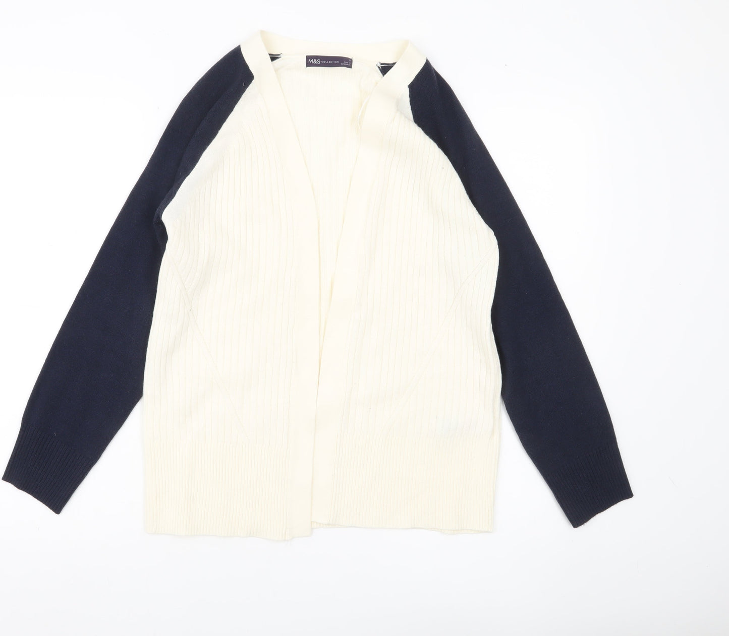 Marks and Spencer Women Ivory Blue Cardigan S Knit Acrylic