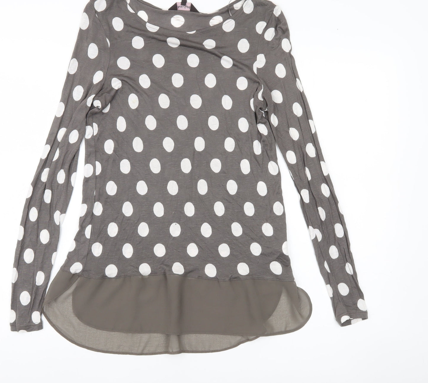 Phase Eight Women’s Grey Polka Dot Tunic Blouse Size 10 Long Sleeve