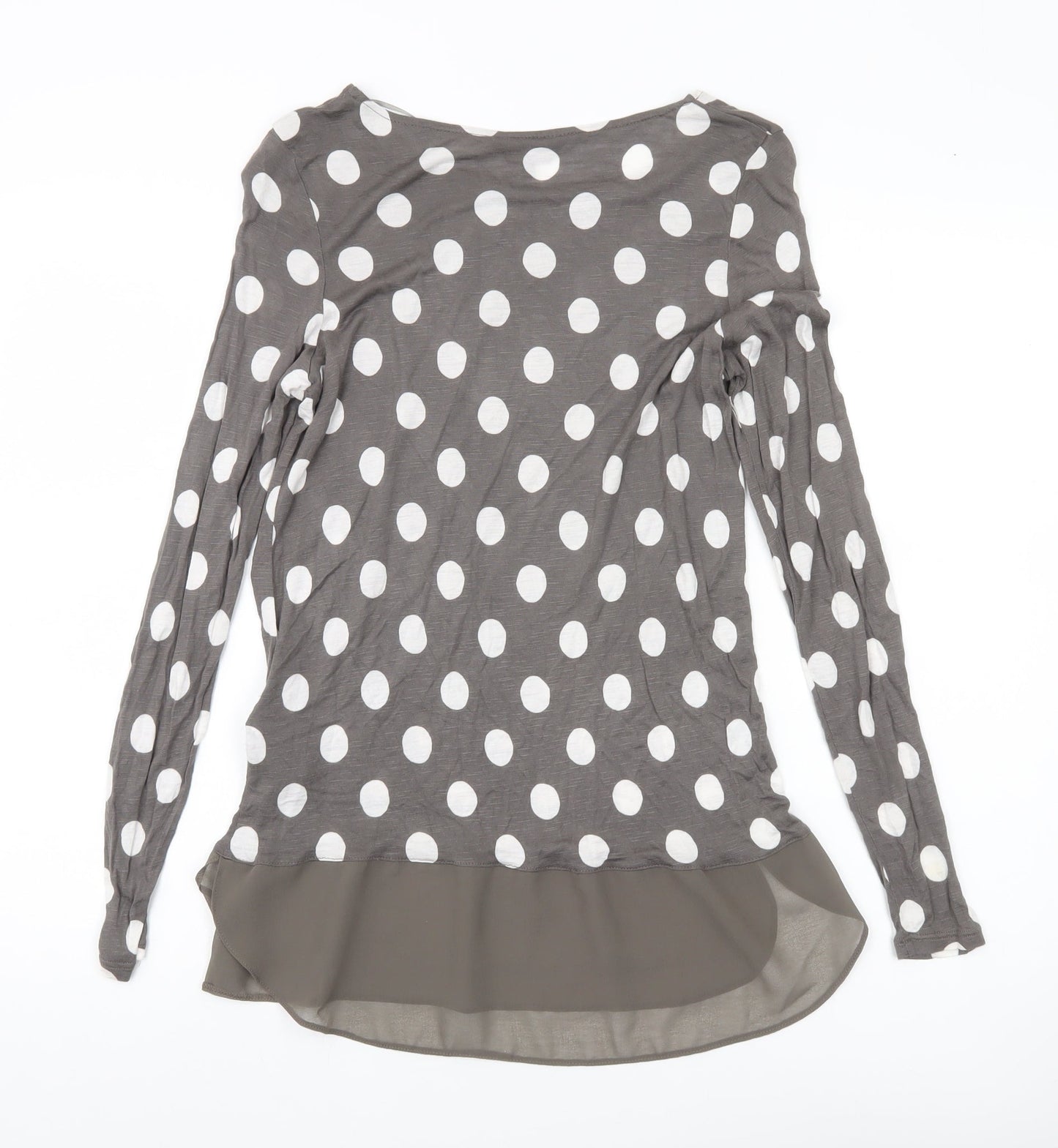 Phase Eight Women’s Grey Polka Dot Tunic Blouse Size 10 Long Sleeve