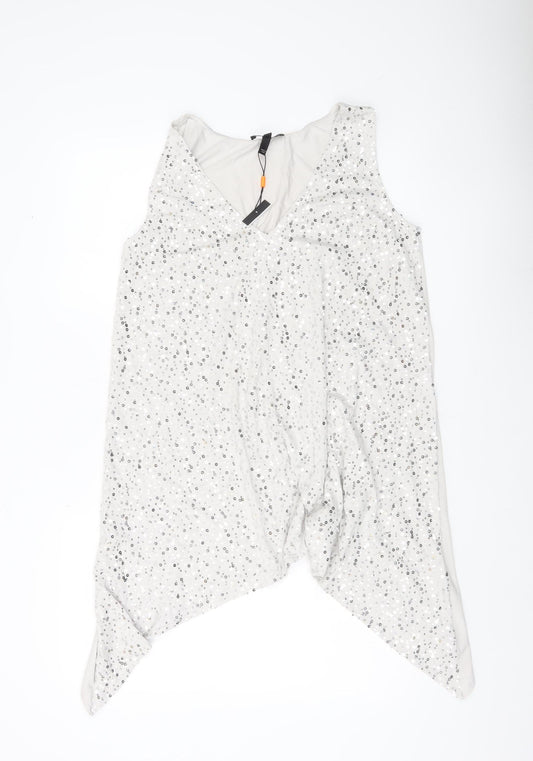 Isabella Oliver Women’s White Sequin V-Neck Maternity Tunic Top Size 12