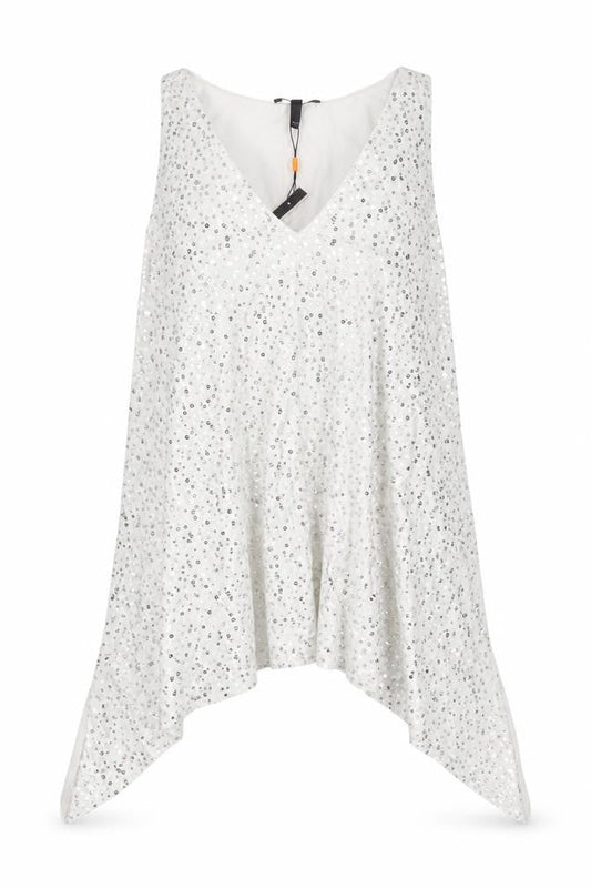 Isabella Oliver Women’s White Sequin V-Neck Maternity Tunic Top Size 12