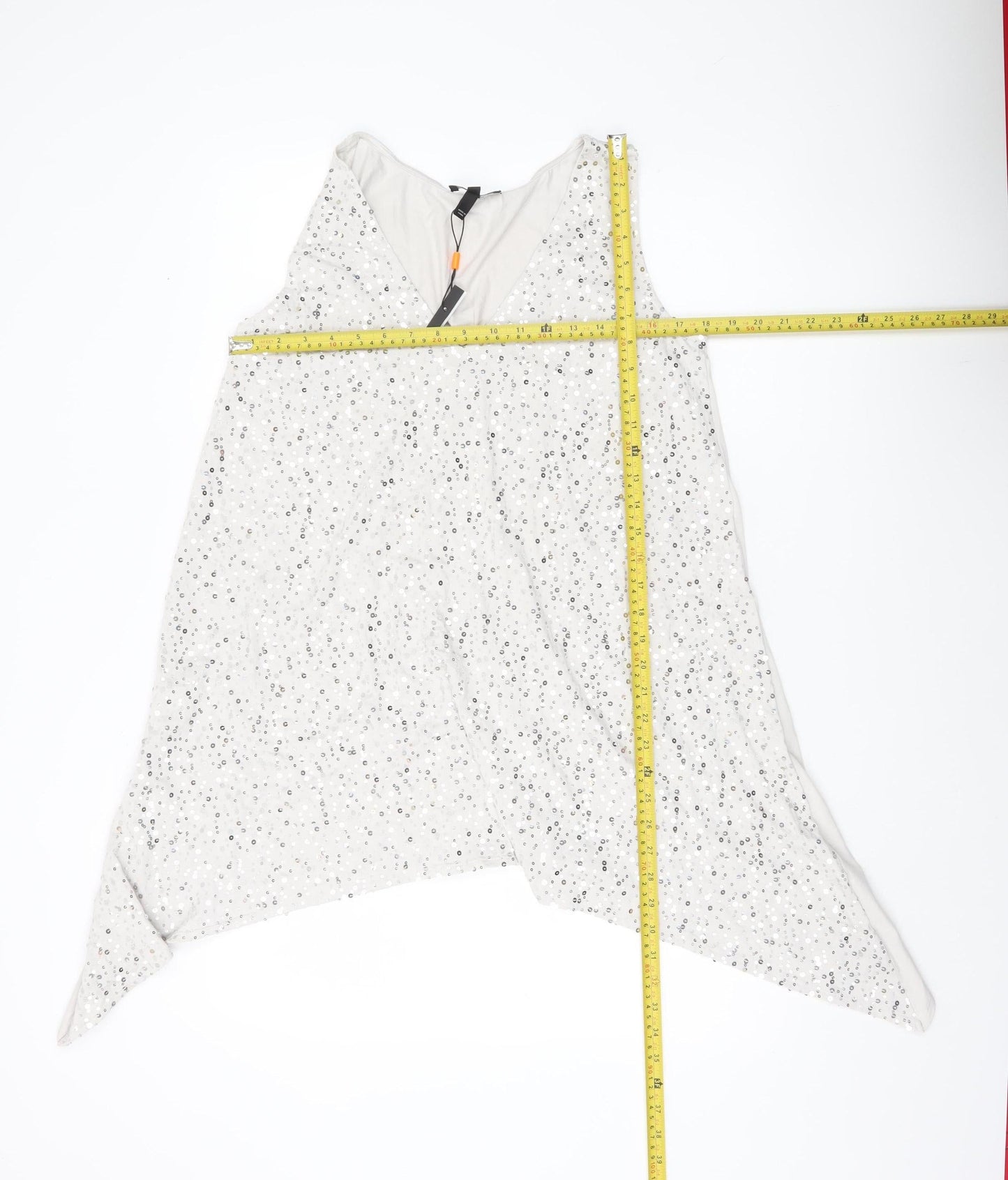 Isabella Oliver Women’s White Sequin V-Neck Maternity Tunic Top Size 12