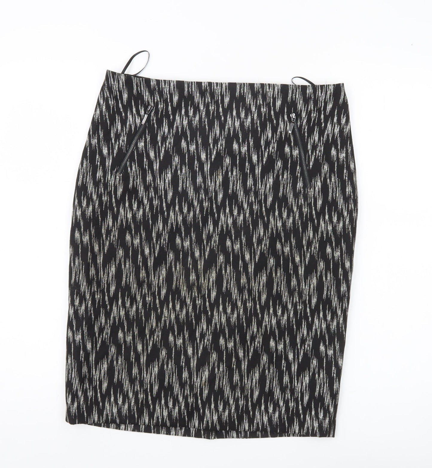 Marks and Spencer Women’s Black Pencil Skirt UK 12 Geometric Zip Workwear