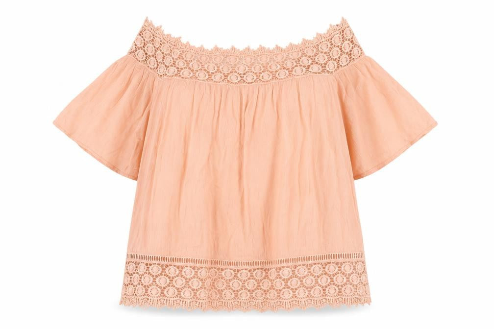 Miss Selfridge Women’s Pink Off Shoulder Lace Trim Blouse UK 6