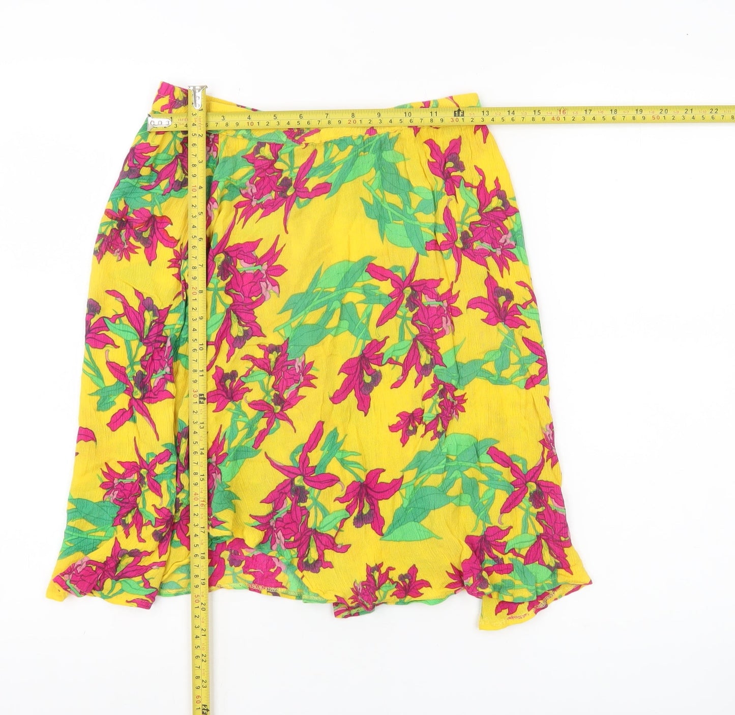 Vero Moda Women’s Yellow Floral A-Line Skirt Size M Knee Length Viscose