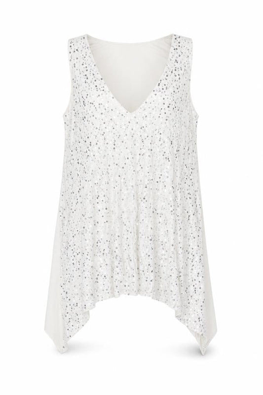 Isabella Oliver Women’s White Sequin Tunic Tank Top M Maternity Party