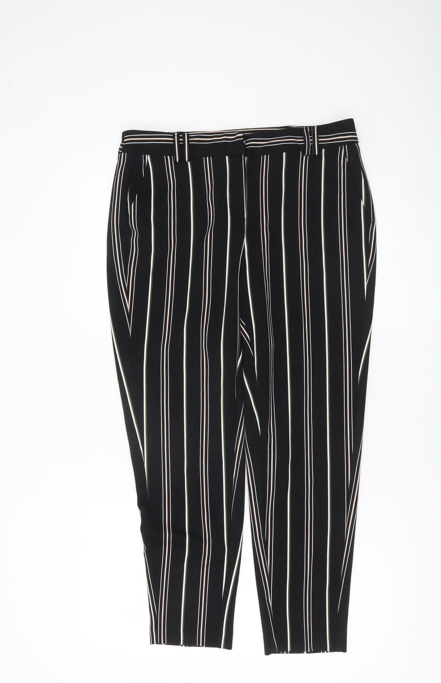 Dorothy Perkins Women’s Black Striped Slim Tapered Trousers Size 12