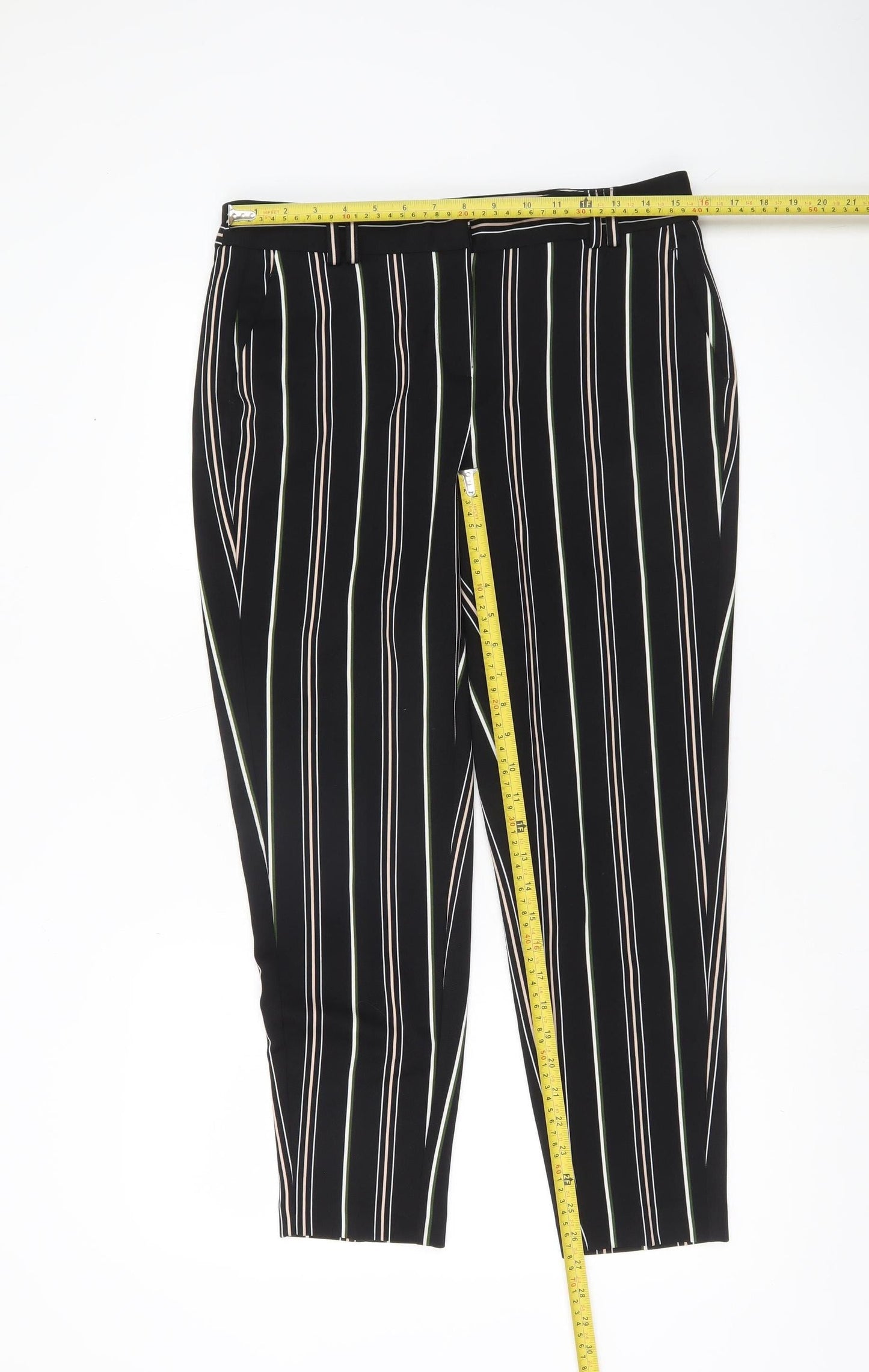 Dorothy Perkins Women’s Black Striped Slim Tapered Trousers Size 12
