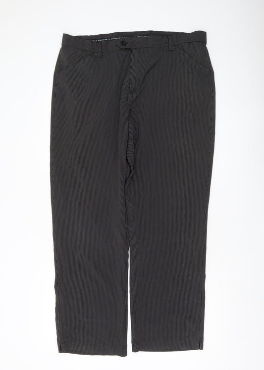 Dunlop Men’s Black Striped Golf Trousers 38W 31L Straight Leg