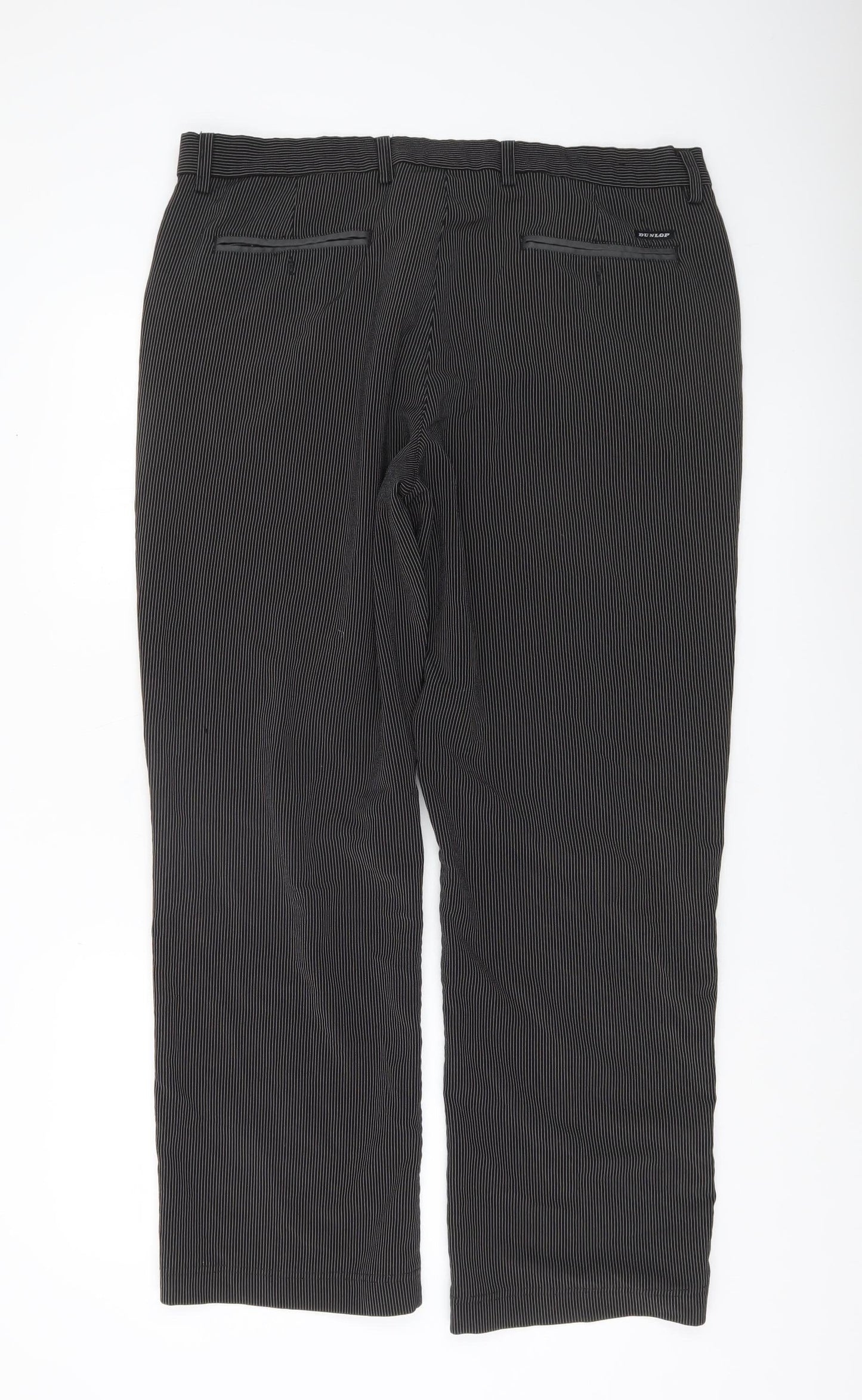 Dunlop Men’s Black Striped Golf Trousers 38W 31L Straight Leg
