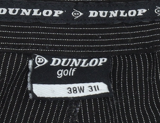 Dunlop Men’s Black Striped Golf Trousers 38W 31L Straight Leg