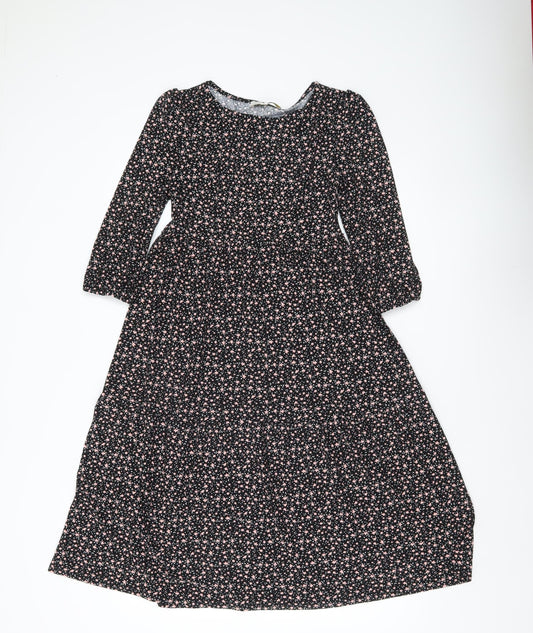Monteau Los Angeles Women’s Black XS Floral Midi A-Line Dress